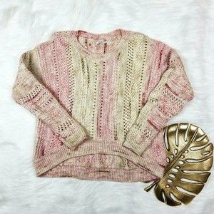 Kimchi Blue Urban Outfitters Pink Cream Crewneck Knit Sweater